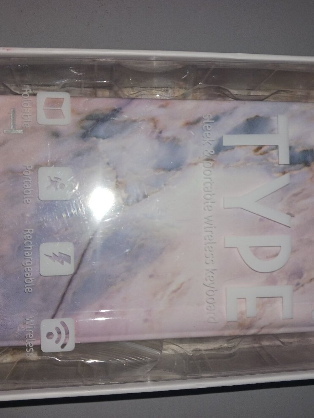 Fashionit TYPE Foldable Wireless Keyboard Pink Marble Bluetooth Keyboard NIB